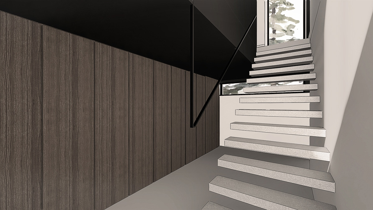 maison-contemporaine-minimaliste-beton-lyon-savoie-entree-rangement-escalier-metal